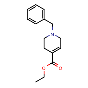 Chemical structure of 1-Benzyl-1,2,3,6-tetrahydro-pyridine-4-carboxylic acid ethyl ester , CAS 23019-62-7, AChemBlock X188874