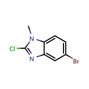 Chemical structure of 5-bromo-2-chloro-1-methyl-1H-benzo[d]imidazole , CAS 1260763-97-0, AChemBlock X188876