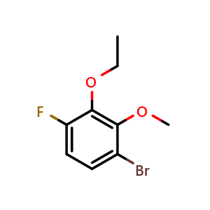 Chemical structure of 1-Bromo-3-ethoxy-4-fluoro-2-methoxybenzene , CAS 2384557-49-5, AChemBlock X188896
