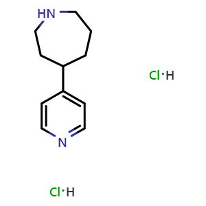 Chemical structure of 4-Pyridin-4-yl-azepane dihydrochloride , CAS 2094713-86-5, AChemBlock X188897
