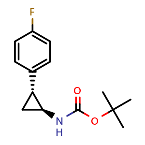 Chemical structure of tert-butyl (1S,2R)-2-(4-fluorophenyl)cyclopropylcarbamate , CAS 1932827-79-6, AChemBlock X188914