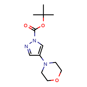 Chemical structure of tert-butyl 4-morpholino-1H-pyrazole-1-carboxylate , CAS 2217673-99-7, AChemBlock X188925