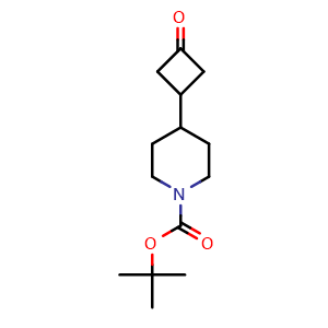 Chemical structure of tert-butyl 4-(3-oxocyclobutyl)piperidine-1-carboxylate , CAS 203661-72-7, AChemBlock X188926