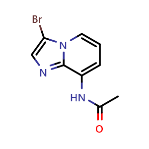Chemical structure of N-(3-bromoimidazo[1,2-a]pyridin-8-yl)acetamide , CAS 1229620-12-5, AChemBlock X188929