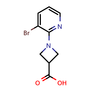 Chemical structure of 1-(3-bromopyridin-2-yl)azetidine-3-carboxylic acid , CAS 878207-70-6, AChemBlock X188950