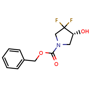 Chemical structure of (R)-benzyl 3,3-difluoro-4-hydroxypyrrolidine-1-carboxylate , CAS 2202263-53-2, AChemBlock X188955
