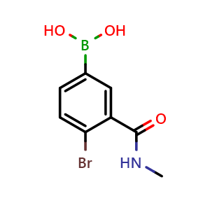 Chemical structure of (4-Bromo-3-(methylcarbamoyl)phenyl)boronic acid , AChemBlock X188957