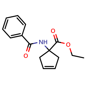 Chemical structure of ethyl 1-benzamidocyclopent-3-ene-1-carboxylate , CAS 2488653-56-9, AChemBlock X188966