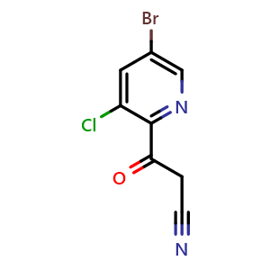 Chemical structure of 3-(5-bromo-3-chloropyridin-2-yl)-3-oxopropanenitrile , CAS 2035416-88-5, AChemBlock X188968