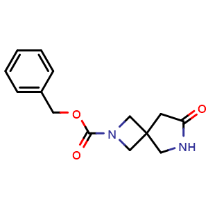 Chemical structure of benzyl 7-oxo-2,6-diazaspiro[3.4]octane-2-carboxylate , CAS 1392212-02-0, AChemBlock X188974