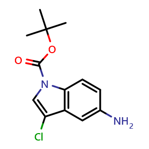 Chemical structure of tert-Butyl 5-amino-3-chloro-1H-indole-1-carboxylate , AChemBlock X189024
