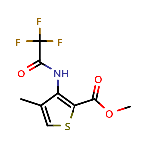 Chemical structure of methyl 4-methyl-3-(2,2,2-trifluoroacetamido)thiophene-2-carboxylate , CAS 1000409-43-7, AChemBlock X189026