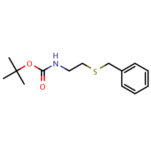 Chemical structure of tert-butyl (2-(benzylthio)ethyl)carbamate , CAS 873330-01-9, AChemBlock X189029