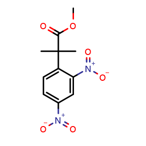 Chemical structure of 2-(2,4-Dinitro-phenyl)-2-methyl-propionic acid methyl ester , CAS 1042973-63-6, AChemBlock X189037