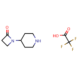 Chemical structure of 1-(4-Piperidyl)azetidin-2-one Trifluoroacetate , CAS 2076460-18-7, AChemBlock X189038