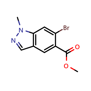 Chemical structure of methyl 6-bromo-1-methyl-indazole-5-carboxylate , CAS 2092694-95-4, AChemBlock X189047