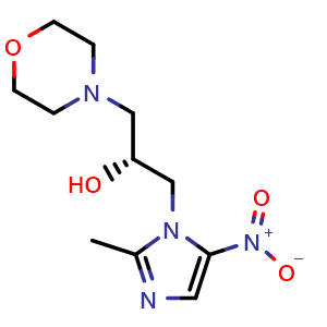 Chemical structure of (R)-1-(2-methyl-5-nitro-1H-imidazol-1-yl)-3-morpholinopropan-2-ol , CAS 898230-59-6, AChemBlock X189056