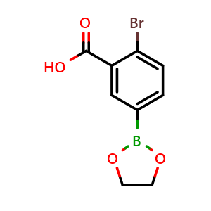 Chemical structure of 2-Bromo-5-(1,3,2-dioxaborolan-2-yl)benzoic acid , AChemBlock X189059