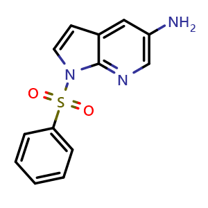 Chemical structure of 1-Benzenesulfonyl-1H-pyrrolo[2,3-b]pyridin-5-ylamine , CAS 1312020-01-1, AChemBlock X189071