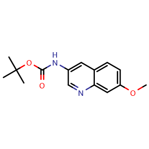 Chemical structure of tert-butyl 7-methoxyquinolin-3-ylcarbamate , CAS 1823843-95-3, AChemBlock X189073