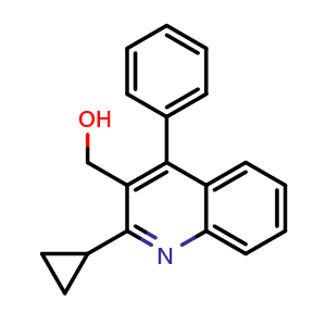 Chemical structure of (2-Cyclopropyl-4-phenyl-3-quinolyl)methanol , CAS 2153433-73-7, AChemBlock X189079