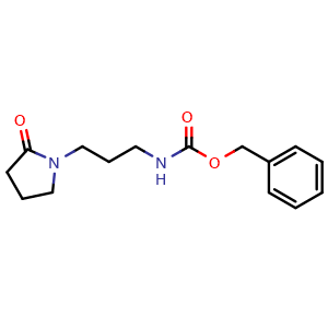 Chemical structure of Benzyl (3-(2-oxopyrrolidin-1-yl)propyl)carbamate , AChemBlock X189084