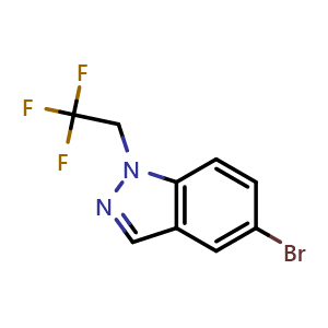 Chemical structure of 5-bromo-1-(2,2,2-trifluoroethyl)-1H-indazole , CAS 2212021-54-8, AChemBlock X189094