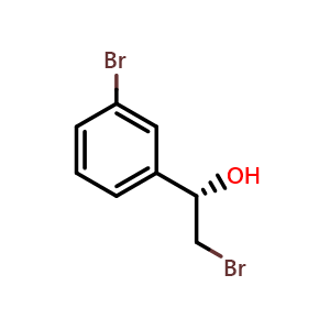 Chemical structure of (S)-2-Bromo-1-(3-bromophenyl)ethan-1-ol , CAS 1098108-56-5, AChemBlock X189100