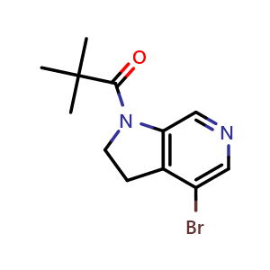 Chemical structure of 1-(4-bromo-2,3-dihydropyrrolo[2,3-c]pyridin-1-yl)-2,2-dimethyl-propan-1-one , CAS 2918779-65-2, AChemBlock X189119