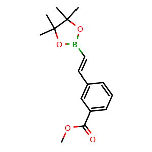 Chemical structure of methyl (E)-3-(2-(4,4,5,5-tetramethyl-1,3,2-dioxaborolan-2-yl)vinyl)benzoate , CAS 2409141-59-7, AChemBlock X189144