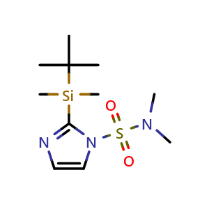 Chemical structure of 2-(tert-Butyl-dimethyl-silanyl)-imidazole-1-sulfonic acid dimethylamide , CAS 129378-52-5, AChemBlock X189152