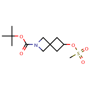 Chemical structure of tert-butyl 6-((methylsulfonyl)oxy)-2-azaspiro[3.3]heptane-2-carboxylate , CAS 1239320-11-6, AChemBlock X189159