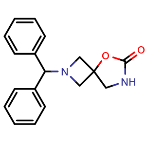 Chemical structure of 2-Benzhydryl-5-oxa-2,7-diaza-spiro[3.4]octan-6-one , CAS 2713993-01-0, AChemBlock X189172