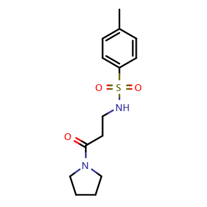 Chemical structure of 4-methyl-N-(3-oxo-3-(pyrrolidin-1-yl)propyl)benzenesulfonamide , CAS 122081-15-6, AChemBlock X189181