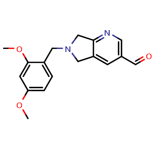 Chemical structure of 6-[(2,4-dimethoxyphenyl)methyl]-5,7-dihydropyrrolo[3,4-b]pyridine-3-carbaldehyde , CAS 2940955-11-1, AChemBlock X189189