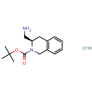 Chemical structure of (R)-tert-Butyl 3-(aminomethyl)-3,4-dihydro-2(1H)-isoquinolinecarboxylate hydrochloride , CAS 3037660-25-3, AChemBlock X189192