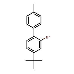 Chemical structure of 2-bromo-4-(tert-butyl)-4'-methyl-1,1'-biphenyl , CAS 2734776-76-0, AChemBlock X189206