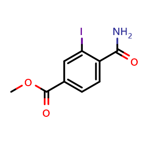 Chemical structure of Methyl 4-carbamoyl-3-iodobenzoate , AChemBlock X189214