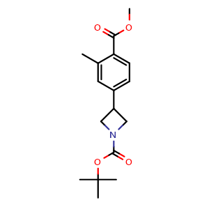 Chemical structure of Methyl 4-(1-Boc-azetidin-3-yl)-2-methylbenzoate , CAS 2918779-69-6, AChemBlock X189216