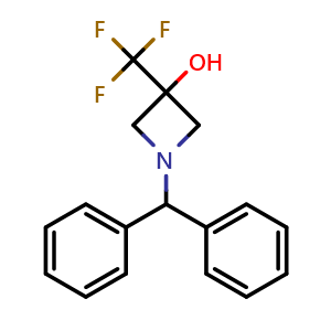 Chemical structure of 1-Benzhydryl-3-trifluoromethyl-azetidin-3-ol , CAS 848192-92-7, AChemBlock X189219