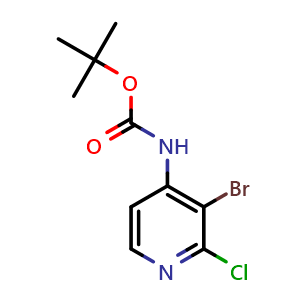 Chemical structure of tert-butyl (3-bromo-2-chloropyridin-4-yl)carbamate , CAS 1622407-11-7, AChemBlock X189224