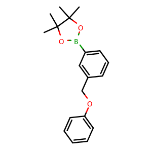 Chemical structure of 4,4,5,5-tetramethyl-2-(3-(phenoxymethyl)phenyl)-1,3,2-dioxaborolane , CAS 912569-68-7, AChemBlock X189238