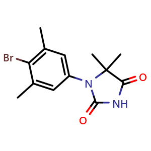 Chemical structure of 1-(4-bromo-3,5-dimethylphenyl)-5,5-dimethylimidazolidine-2,4-dione , CAS 1613373-40-2, AChemBlock X189240