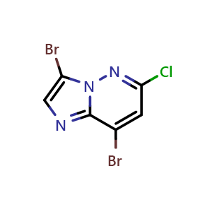 Chemical structure of 3,8-Dibromo-6-chloroimidazo[1,2-b]pyridazine , CAS 933035-31-5, AChemBlock X189241