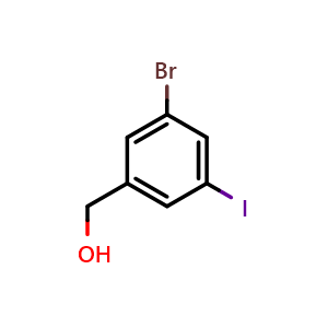 Chemical structure of (3-Bromo-5-iodo-phenyl)-methanol , CAS 188813-08-3, AChemBlock X189246
