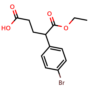 Chemical structure of 4-(4-Bromophenyl)-5-ethoxy-5-oxopentanoic acid , CAS 2170020-57-0, AChemBlock X189258
