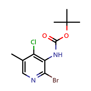 Chemical structure of 2-Bromo-4-chloro-N-Boc-5-methylpyridin-3-amine , AChemBlock X189278