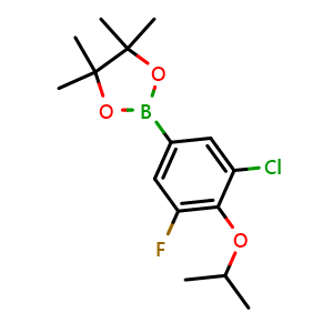 Chemical structure of 5-Chloro-3-fluoro-4-isopropoxyphenylboronic acid pinacol ester , AChemBlock X189317