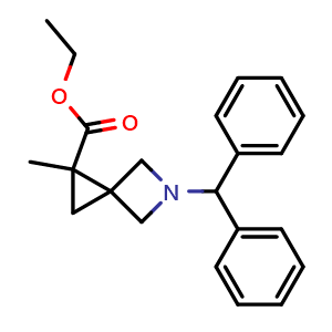 Chemical structure of Ethyl 5-Benzhydryl-1-methyl-5-azaspiro[2.3]hexane-1-carboxylate , CAS 1536392-48-9, AChemBlock X189329