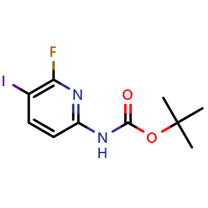 Chemical structure of tert-butyl (6-fluoro-5-iodopyridin-2-yl)carbamate , CAS 1941243-04-4, AChemBlock X189335